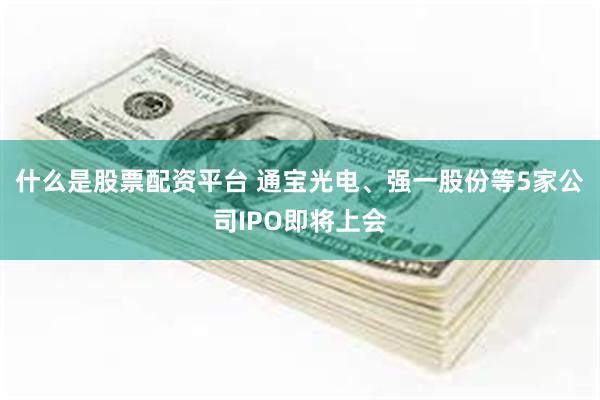 什么是股票配资平台 通宝光电、强一股份等5家公司IPO即将上会