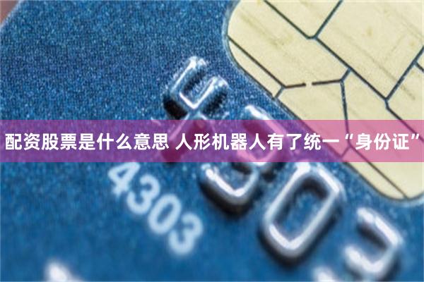 配资股票是什么意思 人形机器人有了统一“身份证”