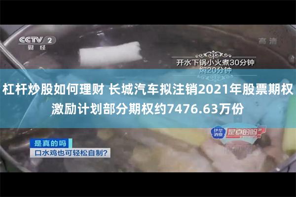 杠杆炒股如何理财 长城汽车拟注销2021年股票期权激励计划部分期权约7476.63万份