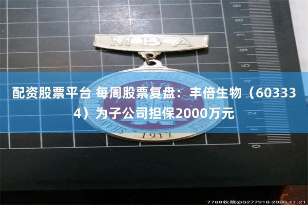 配资股票平台 每周股票复盘：丰倍生物（603334）为子公司担保2000万元
