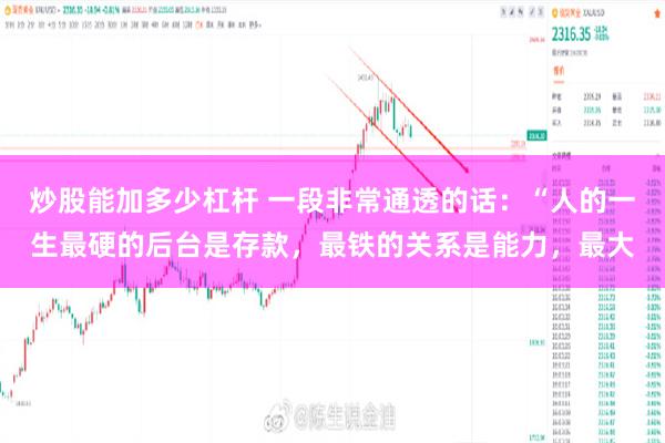 炒股能加多少杠杆 一段非常通透的话：“人的一生最硬的后台是存款，最铁的关系是能力，最大