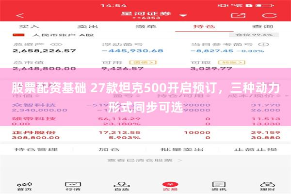 股票配资基础 27款坦克500开启预订，三种动力形式同步可选